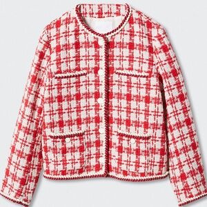 NWOT Never Worn MANGO Red and White Checkered Blazer Size Medium